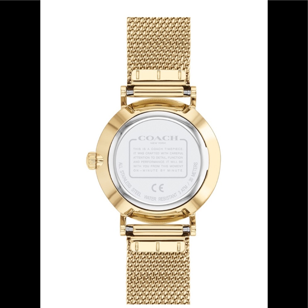 Coach New In Box Womens 28mm Water Resistant Gold Tone Watch w/ Clasp Closure - Picture 3 of 3